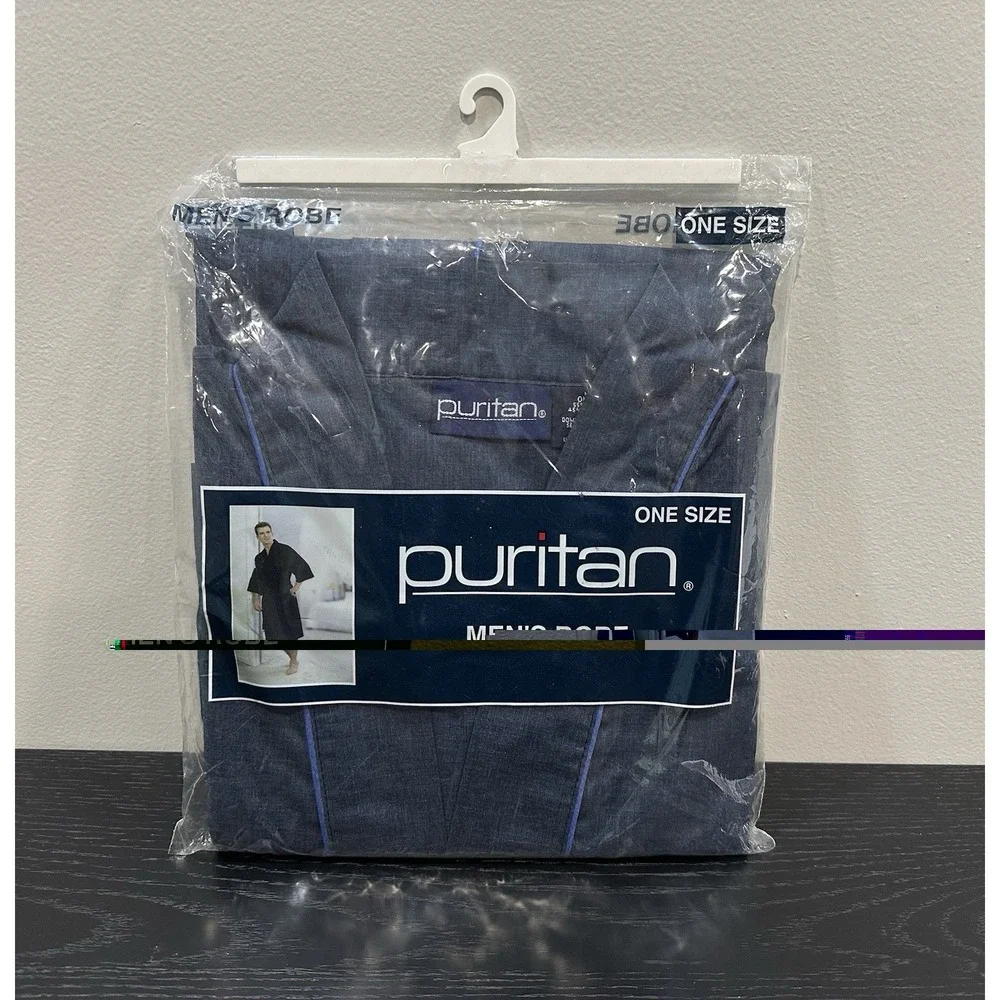 Puritan Men's Lightweight Robe Blue One Size NEW